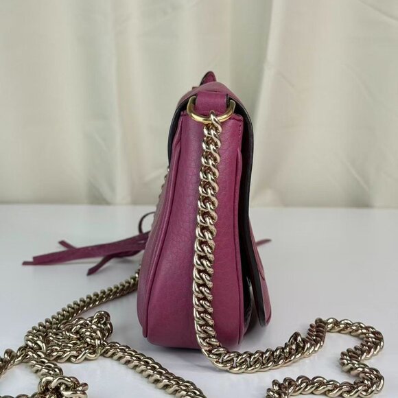 Gucci GG Logo Pink Soho Chain Shoulder Bag Crossbody with Tassel Detailing - Picture 3 of 10